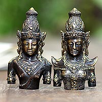 Bronze sculptures, 'Rama and Sita' (pair) - Hand Made Rama and Sita Bronze Sculptures (Pair)