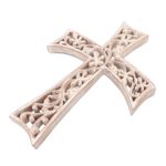 Wood wall cross, 'Grape Leaf Cross' - Hand Made Suar Wood Cross Relief Panel