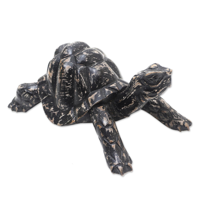 estatuilla de madera - Estatuilla de tortuga de madera de suar tallada a mano