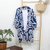 Silk-screened rayon kimono jacket, 'Sea Loop' - Silk Screened Blue and White Kimono Jacket & Belt
