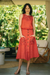 Embroidered linen skirt, 'Juicy Fruit' - Embroidered Linen Knee-Length Skirt (image 2d) thumbail