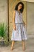 Handwoven ikat cotton skirt, 'Grey Gardens' - Hand Woven Cotton Midi Ikat Skirt from Bali thumbail
