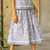 Handwoven ikat cotton skirt, 'Grey Gardens' - Hand Woven Cotton Midi Ikat Skirt from Bali (image 2b) thumbail