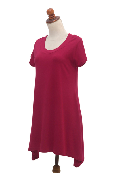 Everyday comfort modal tunic, 'Orchid' - Short Sleeve Modal Long Tunic from Bali