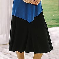 Falda modal cómoda para el día a día, 'New Classic' - Falda modal negra artesanal hecha a mano hasta la rodilla