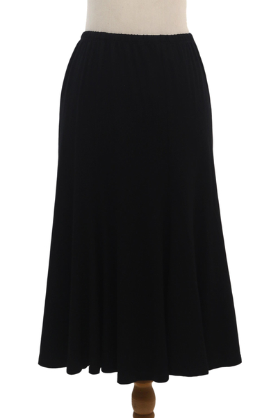 Everyday comfort modal skirt, 'New Classic' - Artisan Crafted Black Modal Knee-Length Skirt