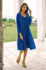 Everyday comfort modal jacket dress, 'Soft Steps' - Hand Made Black Modal Shirtdress from Bali