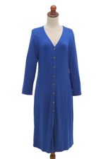 Everyday comfort modal jacket dress, 'Soft Steps' - Hand Made Black Modal Shirtdress from Bali
