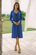 Everyday comfort modal jacket dress, 'Soft Steps' - Hand Made Black Modal Shirtdress from Bali