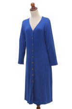Everyday comfort modal jacket dress, 'Soft Steps' - Hand Made Black Modal Shirtdress from Bali