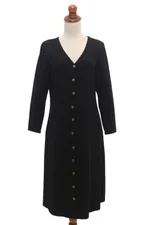 Everyday comfort modal jacket dress, 'Soft Steps' - Hand Made Black Modal Shirtdress from Bali
