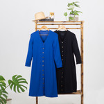 Everyday comfort modal jacket dress, 'Soft Steps' - Hand Made Black Modal Shirtdress from Bali