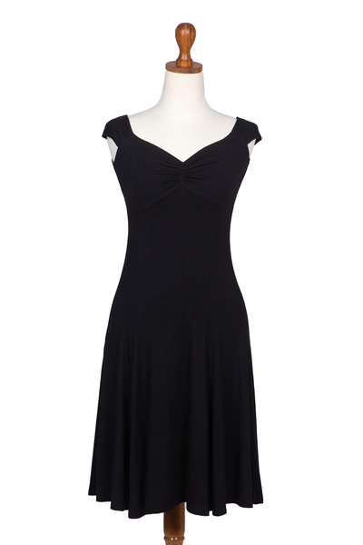Artisan Crafted Little Black Modal Dress - Lorena | NOVICA