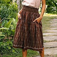 Hand woven cotton ikat skirt, 'Summer Twirl' - Hand Woven Cotton Ikat Skirt