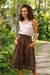 Hand woven cotton ikat skirt, 'Summer Twirl' - Hand Woven Cotton Ikat Skirt thumbail