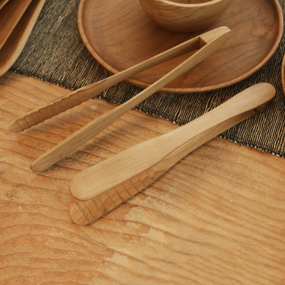 Teak wood tongs, 'Pick Me Up' (pair) - Hand Crafted Teak Wood Tongs from Bali (Pair)