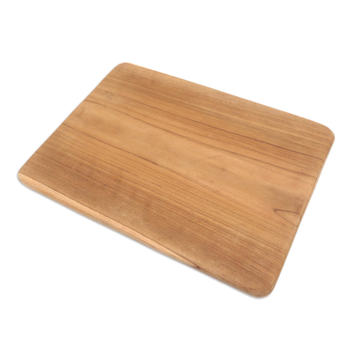 Teak wood cutting board, 'Cutting Classic' - Artisan Crafted Classic Square Teak Wood Cutting Board