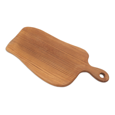 Teak wood cutting board, 'Curved Cut' - Artisan Made Curved Teak Wood Cutting Board