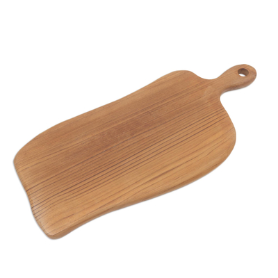 Teak wood cutting board, 'Curved Cut' - Artisan Made Curved Teak Wood Cutting Board