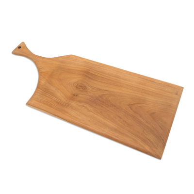Teak wood cutting board, 'Delectable' - Hand Carved Teak Wood Cutting Board from Bali