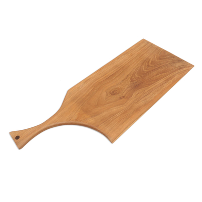 Teak wood cutting board, 'Delectable' - Hand Carved Teak Wood Cutting Board from Bali