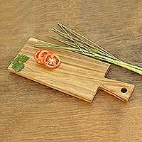 Teak wood cutting board, 'Chef's Kiss' - Handmade Rectangular Teak Wood Cutting Board from Bali