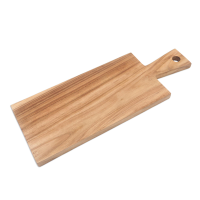 Teak wood cutting board, 'Chef's Kiss' - Handmade Rectangular Teak Wood Cutting Board from Bali