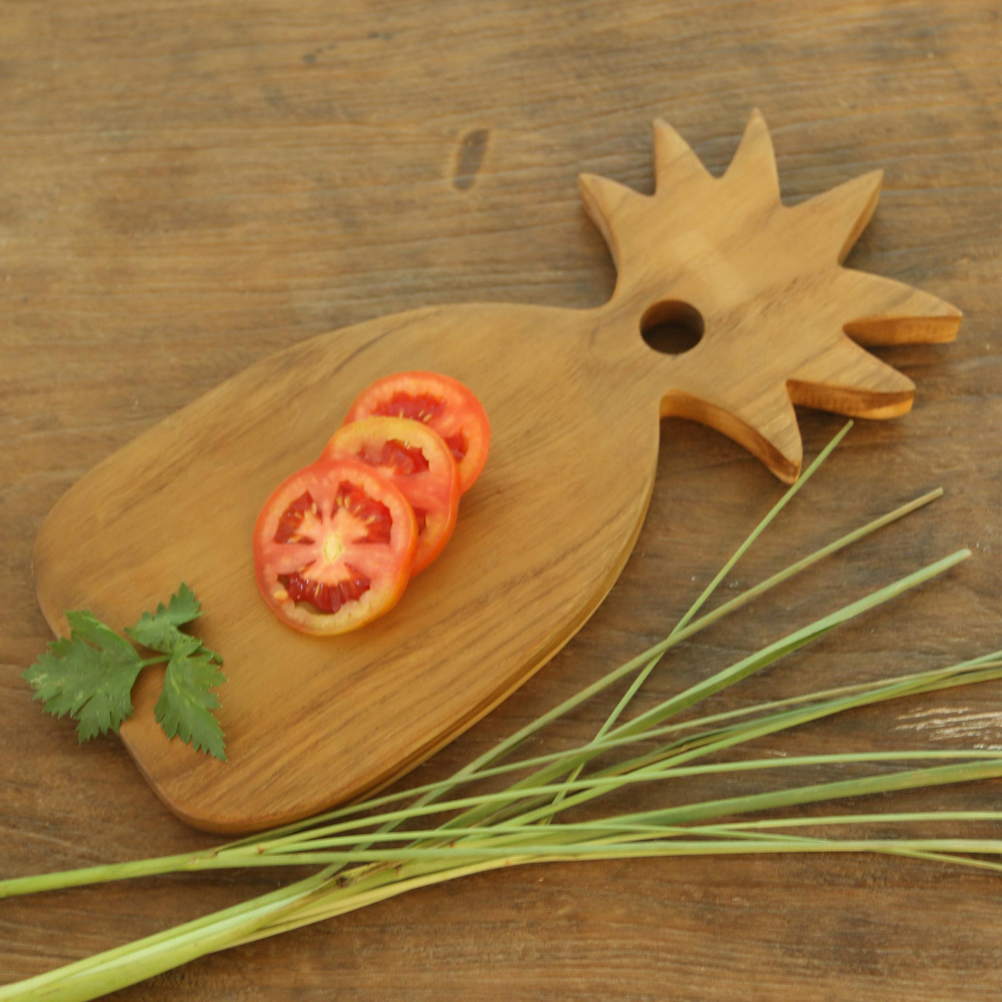 Hand Made Pineapple Teak Wood Cutting Board from Bali - Pineapple Feast