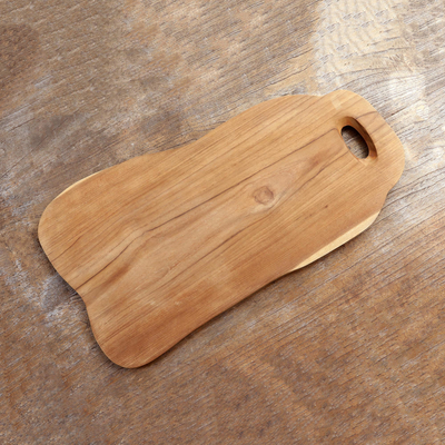 Tabla de cortar madera de teca - Tabla de cortar madera de teca asimétrica hecha a mano de Bali