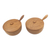 Cuencos para condimentos de madera de teca, (par) - Cuencos para condimentos de madera de teca tallada a mano de Bali (par)