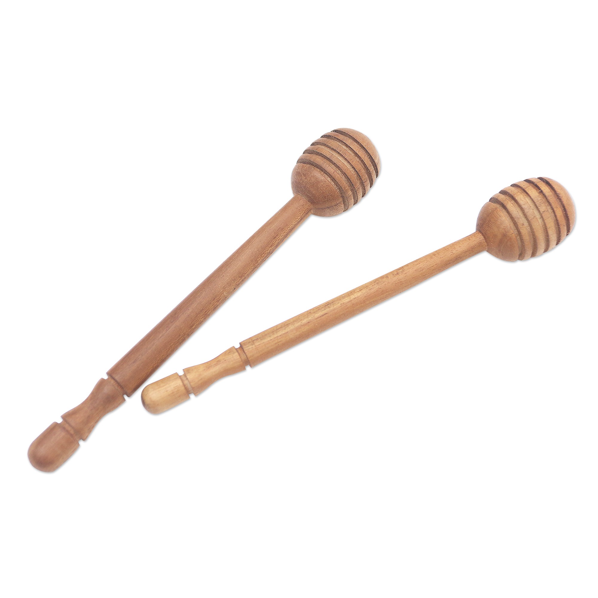 Handmade Teak Wood Honey Dippers from Bali (Pair) Sweet Treat NOVICA