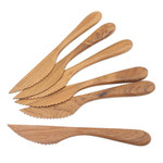 Teak wood dinner knives, 'Sharp Set' (set of 6) - Handmade Teak Wood Dinner Knives from Bali (Set of 6)