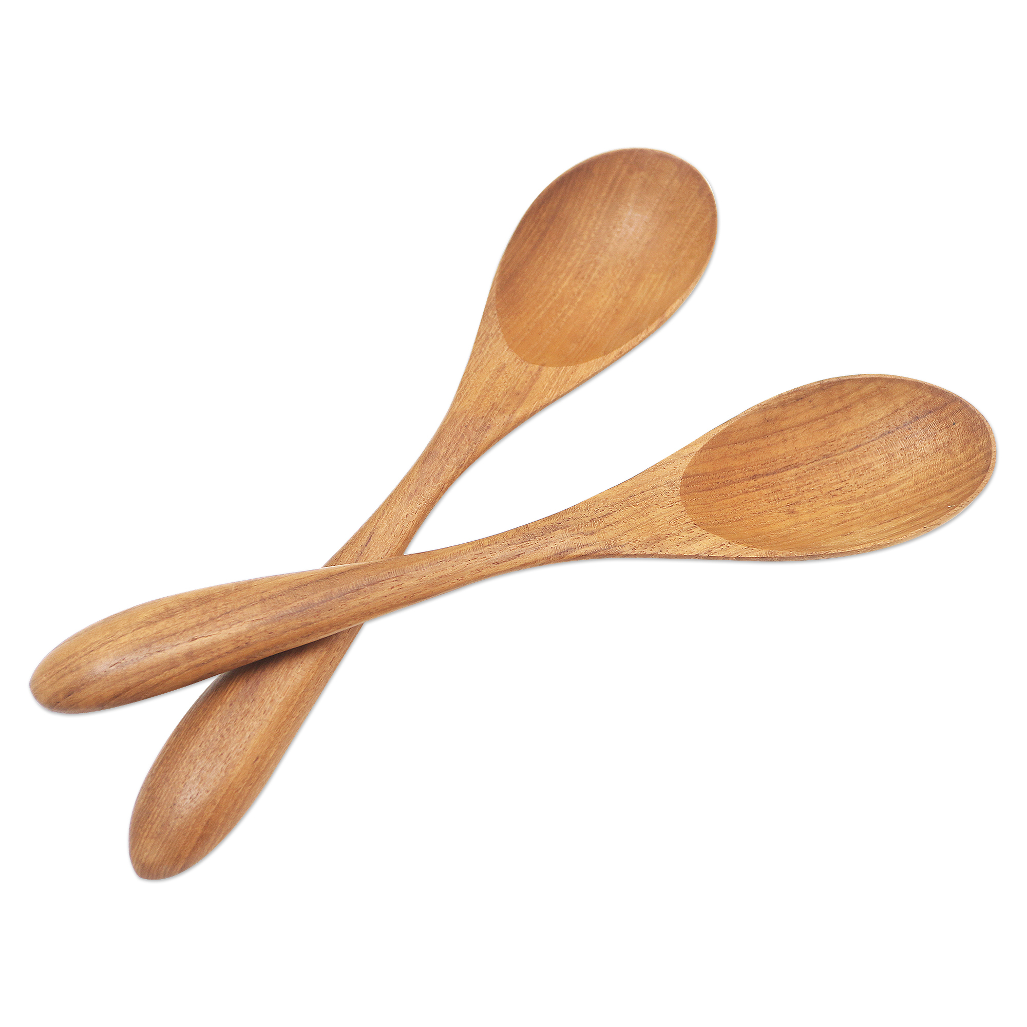 Hand Made Teak Wood Salad Spoons from Bali (Pair) - Hearty Meal | NOVICA