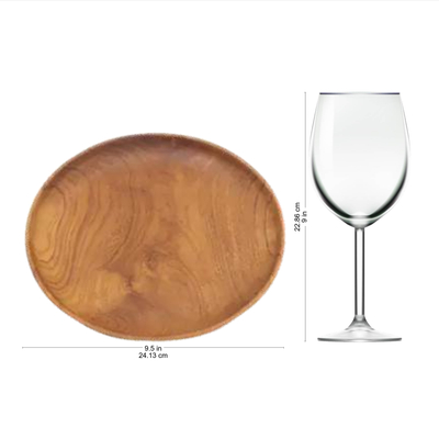 Teak wood plates, 'Nature's Course' (9 inch, pair) - Hand Made Teak Wood Dinner Plates from Bali (Pair, 9 Inch)