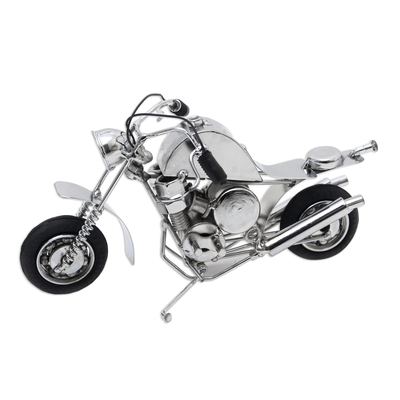 Metal sculpture, 'Motor Sport' - Eco-Friendly Recycled Metal Motorcycle Sculpture