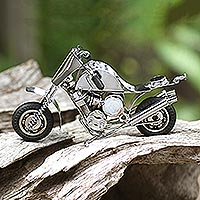 Metal sculpture, 'Off Road' - Hand Crafted Recycled Metal Motorcycle Sculpture