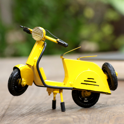 Vespa Scooter Miniature Metal Scooter Miniature in Yellow 