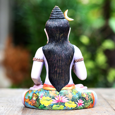 Wood sculpture, 'Nature Shiva' - Hand Made Crocodile Wood Shiva Sculpture from Bali