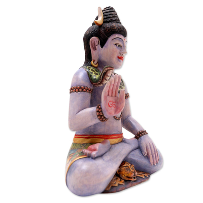 Holzskulptur - Handgefertigte Shiva-Skulptur aus Krokodilholz aus Bali