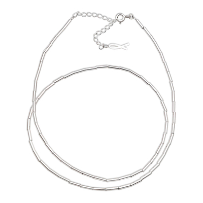 Halskette aus Sterlingsilber mit Perlen - Handgefertigte Perlenkette aus Sterlingsilber