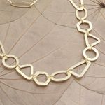 Gold-plated pendant necklace, 'Geometry ' - Gold-Plated Sterling Silver Geometric Pendant Necklace
