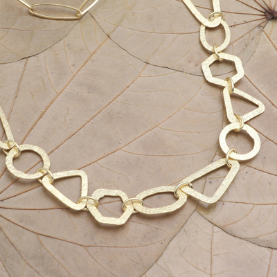 Gold-plated pendant necklace, 'Geometry ' - Gold-Plated Sterling Silver Geometric Pendant Necklace