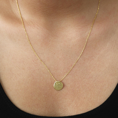 Gold-plated pendant necklace, 'Golden Coin' - Gold-Plated Sterling Silver Round Pendant Necklace
