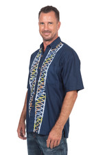Batik cotton men's shirt, 'Batik Boat' - Artisan Crafted Button-Up Short Sleeve Men's Batik Shirt