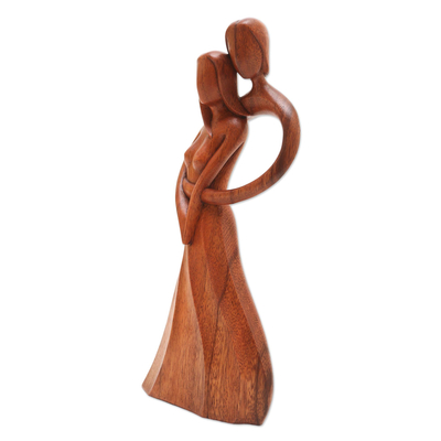 estatuilla de madera - Estatuilla romántica de madera de suar artesanal de la India