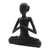 Holzstatuette „Sukhasana“ – Yoga-Statuette aus schwarzem Suar-Holz aus Bali