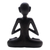 Estatuilla de madera, 'Sukhasana' - Estatuilla de yoga de madera de Suar negra de Bali