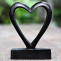 Escultura de madera, 'Simply Love' - Escultura de madera en forma de corazón