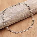 Hand Made Sterling Silver Chain Bracelet from Bali , 'For Your Birthday'