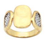 Gold-plated brass band ring, 'Golden Eye' - Handmade Gold-Plated Brass and Mesh Band Ring